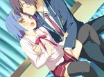  aoi_isuzu blue_hair blush hoshizora_no_memoria kogasaka_you tagme thighhighs yellow_eyes 