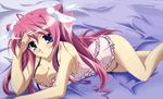  breasts cleavage feathers hiratsuka_tomoya koihime_musou panties pink_hair ryuubi scan underwear 