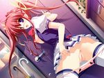  anus asakura_nanao breasts lyrical_lyric mikeou open_shirt panties panty_pull purple_eyes pussy pussy_juice red_hair ribbons spread_legs thighhighs twintails uncensored underwear 