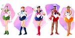  back_bow bare_legs bishoujo_senshi_sailor_moon blue_choker blue_footwear blue_sailor_collar boots bow choker commentary cosplay dark_skin dark_skinned_male green_choker green_footwear green_sailor_collar highres inner_senshi jean_pierre_polnareff jojo_no_kimyou_na_bouken joseph_joestar kakyouin_noriaki kuujou_joutarou magical_girl manly mohammed_avdol multiple_boys orange_choker orange_sailor_collar parody pink_bow red_bow red_choker red_sailor_collar sailor_collar sailor_jupiter sailor_jupiter_(cosplay) sailor_mars sailor_mars_(cosplay) sailor_mercury sailor_mercury_(cosplay) sailor_moon sailor_moon_(cosplay) sailor_senshi sailor_senshi_uniform sailor_venus sailor_venus_(cosplay) stardust_crusaders yangpuppy 