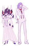  1girl bad_end bad_id bad_pixiv_id con_potage covers_(kill_la_kill) hakama height_difference japanese_clothes junketsu kill_la_kill matoi_ryuuko mikisugi_aikurou spoilers what_if white_background white_hakama 