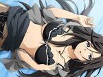  black_hair blue_eyes bra breasts cleavage el_cazador_de_la_bruja jody_hayward long_hair necklace open_shirt panties pantyhose saipaco skirt underwear 