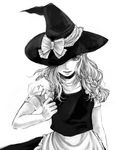 bad_id bad_pixiv_id braid greyscale hat kirisame_marisa long_hair mishima_ssuru monochrome solo thumbs_up touhou witch_hat 