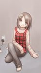  bad_id bad_pixiv_id barefoot brown_hair electric_socket grey_eyes long_hair original sitting solo yuyuzuki_(yume_usagi) 