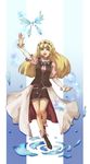  blonde_hair blue_background blue_eyes boots dress knee_boots long_hair shirley_fennes tales_of_(series) tales_of_legendia water yuuka_seisen 