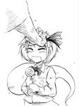  1girl candy crossed_bandaids food ghost greyscale hairband hitodama konpaku_youki konpaku_youmu konpaku_youmu_(ghost) lollipop monochrome pandemonium petting short_hair swirl_lollipop touhou 