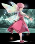  dress fairy forest hinata_neru nature original red_dress red_hair solo twintails wings 