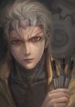  bad_id bad_pixiv_id dagger dio_brando frown grey_hair jojo_no_kimyou_na_bouken male_focus miche red_eyes solo weapon 