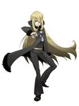  blonde_hair full_body hair_over_one_eye holding holding_poke_ball long_hair master_ball poke_ball pokemon pokemon_(game) pokemon_dppt shirona_(pokemon) simple_background smile solo white_background yubidoriru 