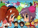  3girls asahina_mikuru china_dress chinese_clothes dress kyon maid multiple_girls nagato_yuki o_o suzumiya_haruhi suzumiya_haruhi-chan_no_yuuutsu suzumiya_haruhi_no_yuuutsu takemoto_yasuhiro 