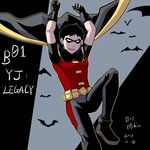  2013 bat batman_(series) black_hair boots cape character_name dc_comics dick_grayson domino_mask male_focus mask riyan robin_(dc) solo young_justice:_invasion 