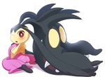  extra_mouth gen_3_pokemon mawile mega_mawile mega_pokemon no_humans open_mouth pokemon pokemon_(creature) red_eyes simple_background solo ukan_muri 