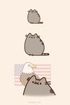  :3 ambiguous_gender america american_flag animated avian bird cat eagle feline fur grey_fur happy mammal plain_background pusheen pusheen_corp solo 