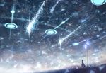  dark fantasy glowing grass lamppost light meteor night night_sky original sakimori_(hououbds) scenery short_hair sky solo star_(sky) starry_sky 