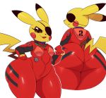  asuka_langley_soryu big_butt bodysuit butt clothed clothing eye_patch eyewear female looking_at_viewer neon_genesis_evangelion nintendo pikachu pok&eacute;mon pok&eacute;mon_(species) short_stack skinsuit solo sssonic2 thick_thighs tight_clothing video_games 