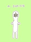 green_background monster no_humans scp-173 scp_foundation seneo simple_background solo standing 