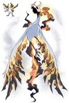  emererre fiery_wings full_body fusion gen_1_pokemon gradient gradient_background horns moltres no_humans pixel_art pixelated pokemon pokemon_(creature) skull talons two-tone_background 