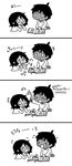  &gt;_&lt; 0_0 2boys 4koma afterimage ahoge all_fours bad_id bad_tumblr_id book character_name closed_eyes comic commentary crying dark_skin dark_skinned_male greyscale imine looking_at_another male_focus monochrome motion_lines multiple_boys o_o open_mouth scp-073 scp-076-2 scp_foundation smile tears translation_request younger 