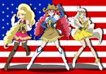  american_flag blonde_hair blonde_haired_cure_(bomber_girls_precure)_(happinesscharge_precure!) blue_eyes boots cowboy_hat detached_sleeves drill_hair earrings eyelashes flag_background freckles fringe_trim green_eyes grey_hair grey_haired_cure_(bomber_girls_precure)_(happinesscharge_precure!) happinesscharge_precure! happy hat jewelry looking_at_viewer magical_girl moritakusan multiple_girls orange_eyes ponytail precure red_hair red_haired_cure_(bomber_girls_precure)_(happinesscharge_precure!) shirt skirt smile standing thighhighs thighs twintails vest western wrist_cuffs 
