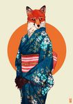  ambiguous_gender canine floral_design fox japanese japanese_clothing kim_nguyen kimono mammal solo zarnala 
