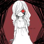  bad_id bad_pixiv_id character_name cyborg dress glowing glowing_eye long_hair neon_(kyjin) parted_lips red red_eyes scp-191 scp_foundation solo 
