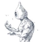  highres male_focus manly monochrome muscle scp-131 scp_foundation seneo sketch solo topless 