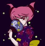  1girl cartoon_network dc_comics fan japanese_clothes jinx kimono pink_eyes pink_hair solo suzuko teen_titans twintails yukata 