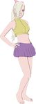  1girl 3d bare_shoulders barefoot blonde_hair blue_eyes feet hair_over_one_eye hand_on_hip looking_at_viewer naruto navel no_background ponytail skirt smile yamanaka_ino 