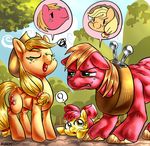  apple_bloom_(mlp) applejack_(mlp) big_macintosh_(mlp) bow equine female feral friendship_is_magic group hat horse male mammal my_little_pony nekubi pony 