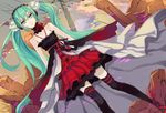  7th_dragon_(series) 7th_dragon_2020 7th_dragon_2020-ii dress green_eyes green_hair hatsune_miku headphones long_hair solo thighhighs twintails very_long_hair vocaloid yggdrasil_(664018742) 