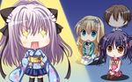  +_+ 3-nin_iru! 3girls bell blonde_hair blue_eyes blush game_cg headband kuga_valencia_reiri long_hair mibuno_suzume multiple_girls nakase_nagisa o_o open_mouth purple_hair short_hair suzui_narumi yellow_eyes 