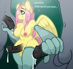  anthro anthrofied balls breasts cum dialog dickgirl elbow_gloves english_text equine eyelashes fluttershy_(mlp) friendship_is_magic fur gloves group hair intersex legwear long_hair male male_on_dickgirl mammal my_little_pony navel nipples nude pegasus penis pink_hair stockings text vein wings yellow_fur youwannaslap 