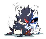  biting blood chibi head_biting junketsu kill_la_kill kiryuuin_satsuki living_clothes matoi_ryuuko multiple_girls senketsu sharp_teeth spoilers takatsuki_nato teeth translation_request 