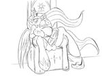  anthro anthrofied balls blush breasts dickgirl equine erection friendship_is_magic hair holding horn intersex long_hair mammal my_little_pony penis princess_celestia_(mlp) sitting sketch solo suirano vein winged_unicorn wings 