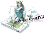  dragon_quest dragon_quest_iv ebira green_hair handheld_game_console hero_(dq4) male_focus miniboy nintendo_ds oversized_object revision simple_background solo stylus through_screen white_background 