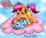  anibaruthecat blue_fur cub duo english_text equine female feral friendship_is_magic fur grin hair lying mammal multi-colored_hair my_little_pony on_side orange_fur outside pegasus purple_eyes purple_hair rainbow_dash_(mlp) rainbow_hair scootaloo_(mlp) standing tears text wings young 