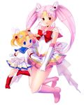  :o age_switch back_bow bishoujo_senshi_sailor_moon blonde_hair blue_eyes blue_sailor_collar boots bow brooch chibi_usa choker double_bun elbow_gloves full_body gloves hair_ornament hairpin heart heart_choker isozi jewelry knee_boots long_hair looking_back multicolored multicolored_clothes multicolored_skirt multiple_girls older pink_footwear pink_hair pink_sailor_collar pleated_skirt red_bow red_eyes ribbon sailor_chibi_moon sailor_collar sailor_moon sailor_senshi sailor_senshi_uniform short_hair skirt smile super_sailor_chibi_moon super_sailor_moon tiara tsukino_usagi twintails white_background white_gloves yellow_choker younger 