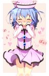  ^_^ bad_id bad_pixiv_id blue_hair blush closed_eyes hands_on_own_cheeks hands_on_own_face hat heart merlin_prismriver revision sala_mander short_hair solo touhou wavy_mouth 