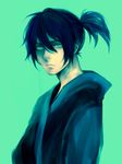  aqua_background bad_id bad_pixiv_id black_hair blue_eyes frown looking_at_viewer male_focus noragami simple_background solo yato_(noragami) 