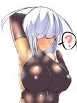  armpits breasts gloves hair_over_eyes impossible_clothes large_breasts ordures sports_bra star sweat tsuwabuki white_hair 