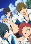  aqua_hair black_hair blonde_hair brown_hair child free! grey_hair hair_over_one_eye hazuki_nagisa high_speed! jacket jammers kirishima_ikuya male_focus multiple_boys nanase_haruka_(free!) navel official_art open_mouth purple_eyes red_eyes red_hair serizawa_nao shiina_asahi smile swimsuit tachibana_makoto younger 