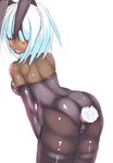  animal_ears anus ass back bare_shoulders bent_over blush bunny_ears butt_plug buttplug buttplug_tail dark_skin elbow_gloves gloves hair_over_eyes leotard looking_back open_mouth ordures souma_(ordures) star stockings tail tsuwabuki white_hair 