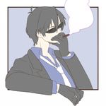  1boy arcana_famiglia black_hair cigar formal gloves jolly necktie short_hair smoke smoking solo suit sunglasses tie 