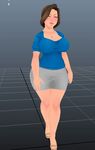  3d animated animated_gif bounce bouncing_breasts breasts brown_hair colored eyes_closed isukecchi jewelry large_breasts lm_(legoman) milf mini_skirt miniskirt necklace original skirt smile walking wide_hips 