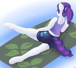  anthro anthrofied barefoot butt clothed clothing cutie_mark equine friendship_is_magic hair hi_res hooves horse lamiaaaa long_hair lying mammal my_little_pony on_floor on_side pony ponytail rarity_(mlp) solo workout 