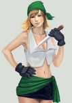  annindouf bandanna breasts brown_eyes cleavage dagger final_fantasy final_fantasy_iii final_fantasy_tactics gloves looking_at_viewer midriff miniskirt realistic refia skirt thief_(fft) thief_(final_fantasy) weapon 