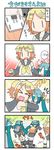  &gt;_&lt; 0_0 1boy 3girls 4koma :d =d @_@ blonde_hair carrying chibi_miku closed_eyes comic commentary green_hair hair_ornament hairclip hatsune_miku headphones hug kagamine_len kagamine_rin lifting long_hair minami_(colorful_palette) multiple_girls navel open_mouth short_hair silent_comic smile sweat sweatdrop translated twintails vocaloid weighing_scale xd |_| 
