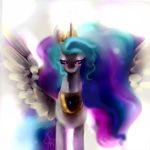  equine female feral friendship_is_magic hair horn horse looking_at_viewer mammal multi-colored_hair my_little_pony princess_celestia_(mlp) saoiirse solo winged_unicorn wings 