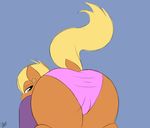  back_turned bedroom_eyes blonde_hair blue_eyes brown_fur clothing ensayne equine female friendship_is_magic fur hair hi_res hooves horse looking_at_viewer looking_back mammal mrs_harshwhinny_(mlp) ms_harshwhinny_(mlp) my_little_pony panties pony presenting raised_tail solo underwear 