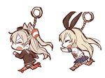  amatsukaze_(kantai_collection) blonde_hair chasing chibi dress elbow_gloves gloves hair_tubes hairband kantai_collection keychain long_hair mika_(1020mk) multiple_girls open_mouth sailor_dress school_uniform serafuku shimakaze_(kantai_collection) silver_hair sketch skirt striped striped_legwear thighhighs two_side_up 